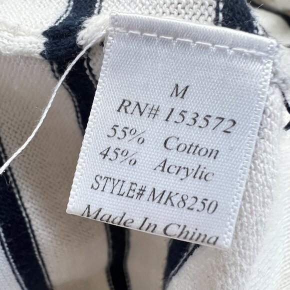 Böhme Striped Ruffled Neck Sweater Ivory White Black Size Medium - Picture 8 of 10